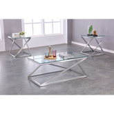 1018-13 -3PC Coffee Table Set in Sliver