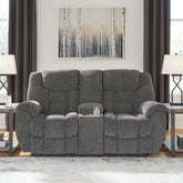 Ashley Foreside DBL Rec Loveseat Console Ashley Furniture | Mai Furniture