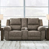 Ashley Reclining LoveSeat with console Brown | Mai Furniture
