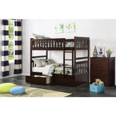 Rowe Twin Over Twin Bunk Bed in Dark Brown Mazin