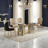 5 Pc Gold Table Dining Set D1490T