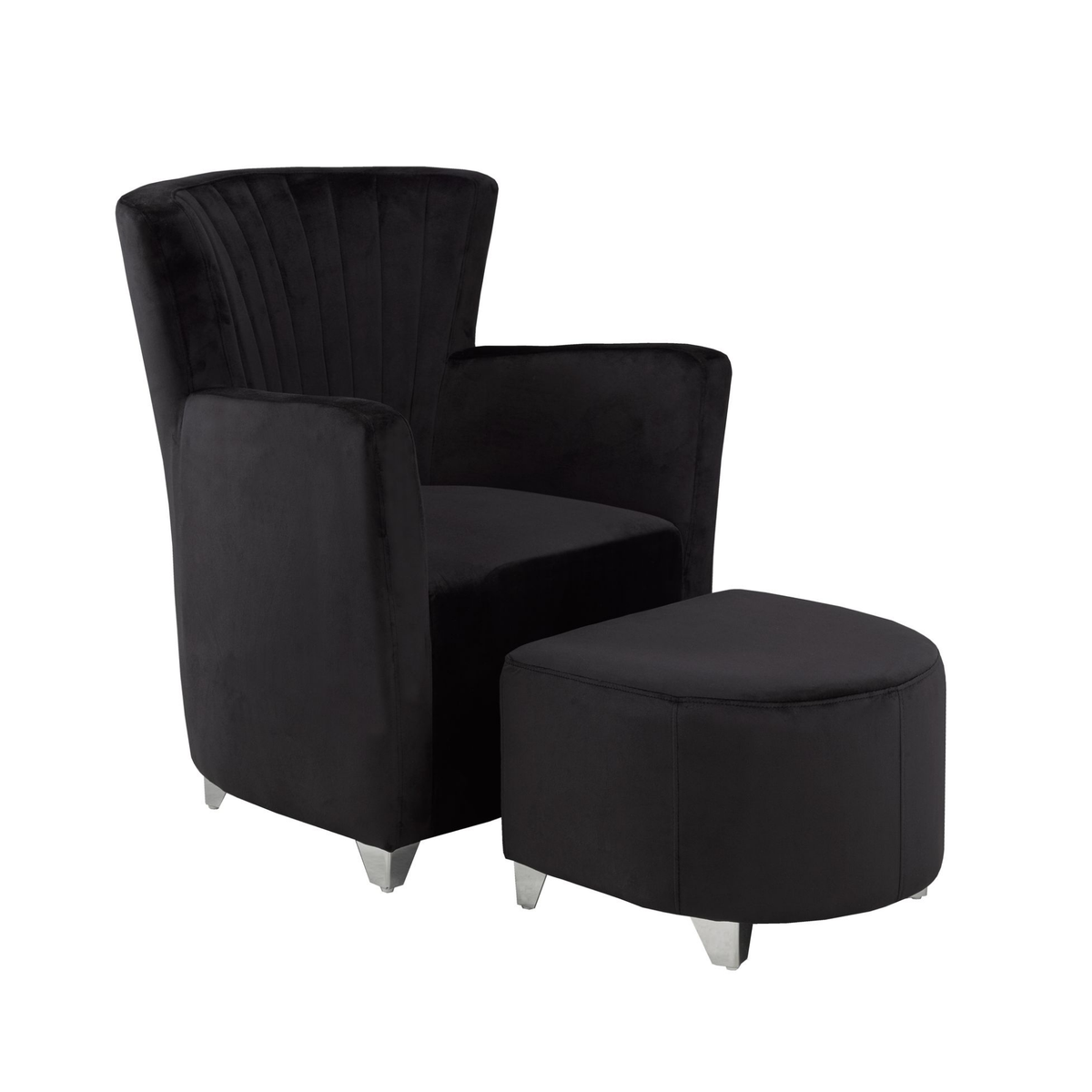 0711 BLK - Accent Chair & Ottoman in  Black