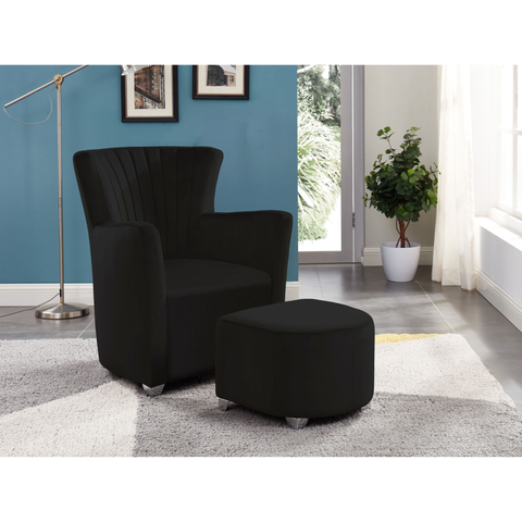 0711 BLK - Accent Chair & Ottoman in  Black