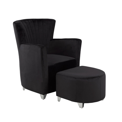 0711 BLK - Accent Chair & Ottoman in  Black