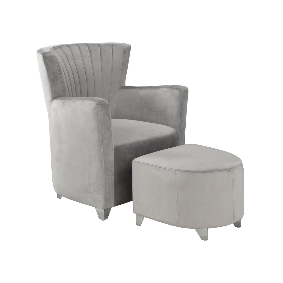 0711  GR - Accent Chair & Ottoman in  Grey
