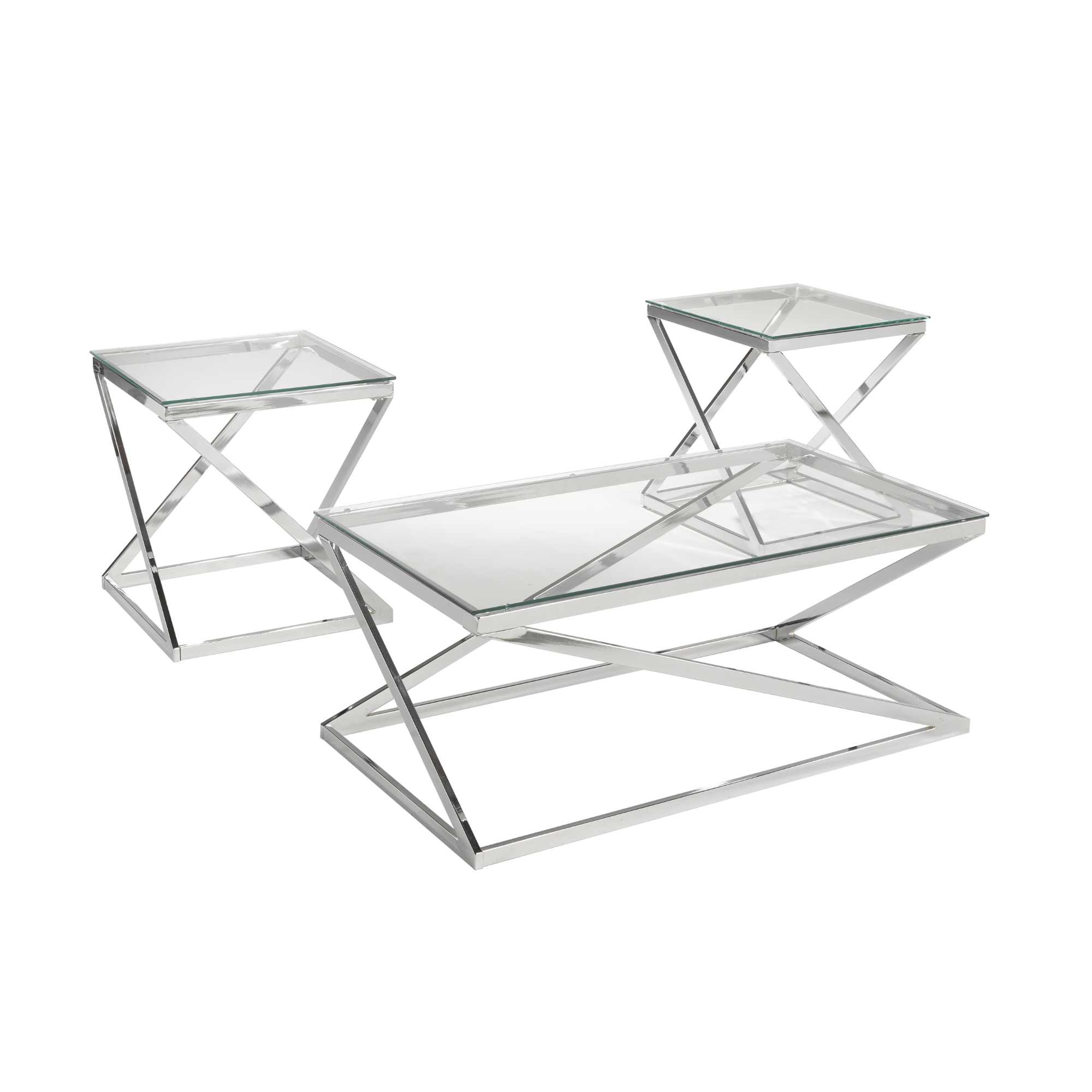 1018-13 -3PC Coffee Table Set in Sliver