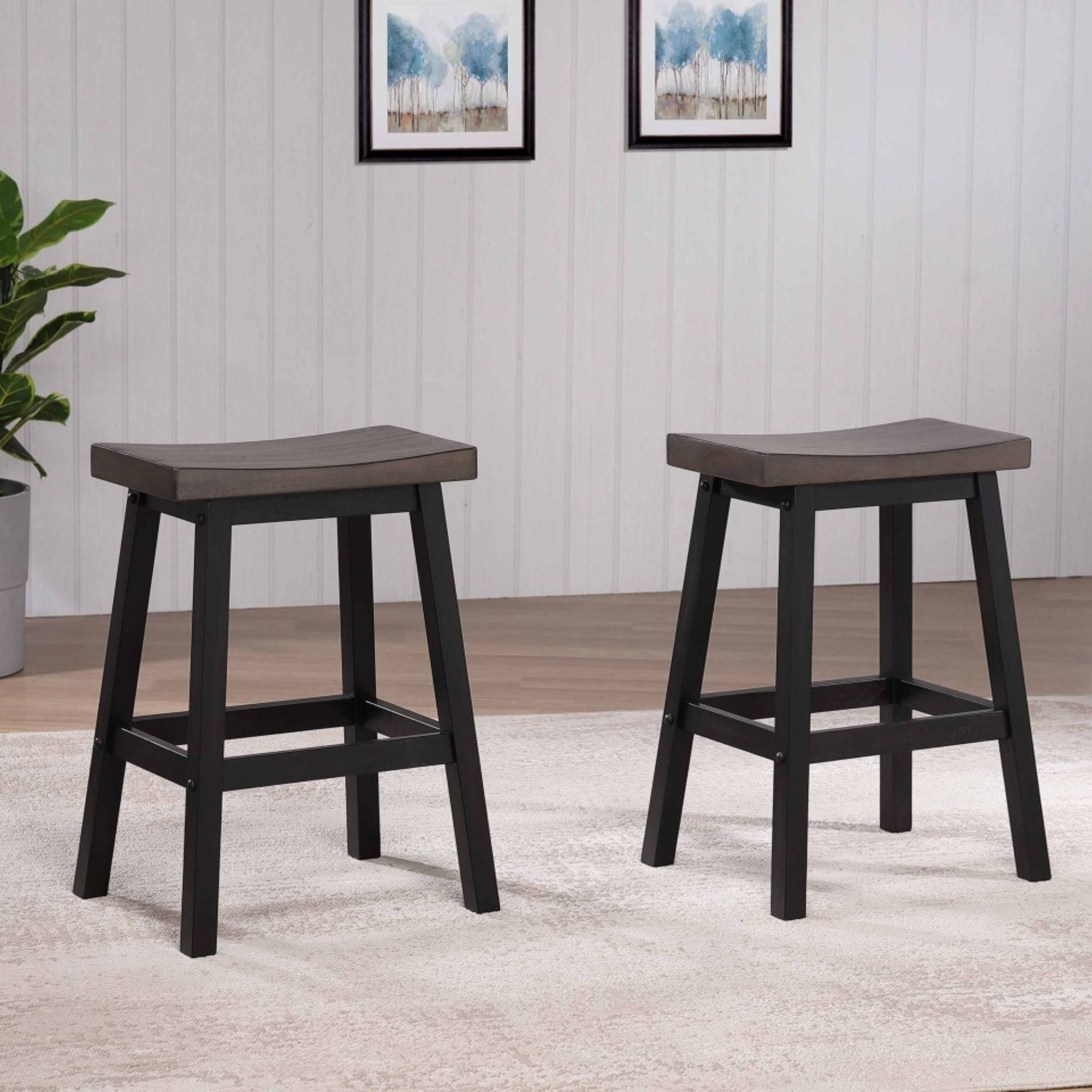 Counter Stool, Set of 2- Oak/Dark/ Grey 11226-24