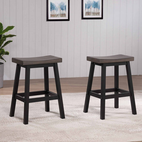Counter Stool, Set of 2- Oak/Dark/ Grey 11226-24