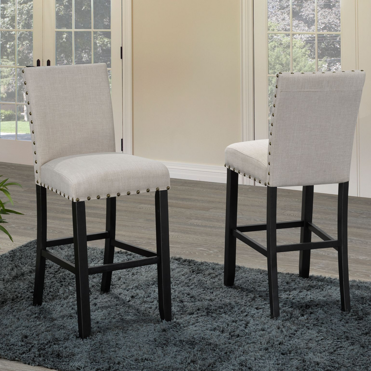 162-29- Bar Stool, Set of 2- Beige