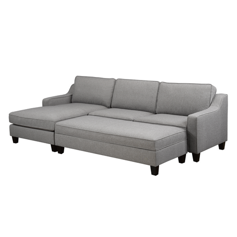 Sectional & Ottoman in Grey 17601