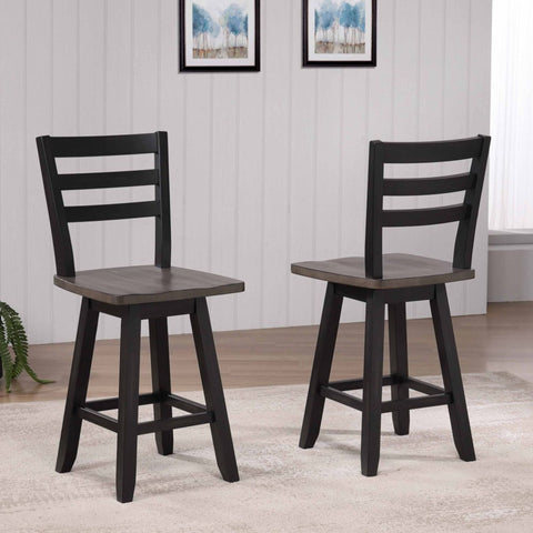 22315 Counter Height Swivel Bar Stool, Set of 2 in Oak/Dark Grey