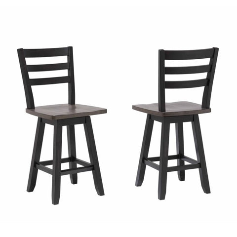 22315 Counter Height Swivel Bar Stool, Set of 2 in Oak/Dark Grey