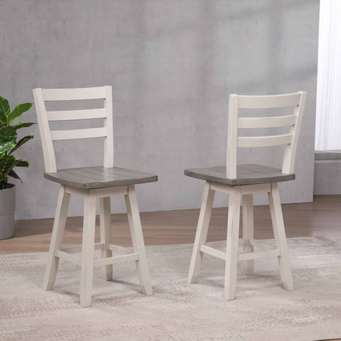22315 Counter -Height Swivel Bar Stool, Set of 2 in Grey /White