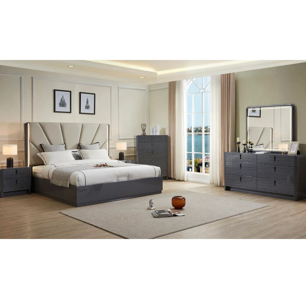 6 pc Bedroom set in Grey 2402