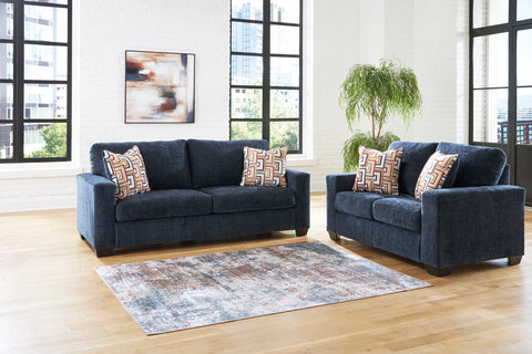 Aviemore Sofa and Loveseat Set in Blue