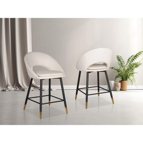 24492-Counter Bar Stool Set of 2 in White