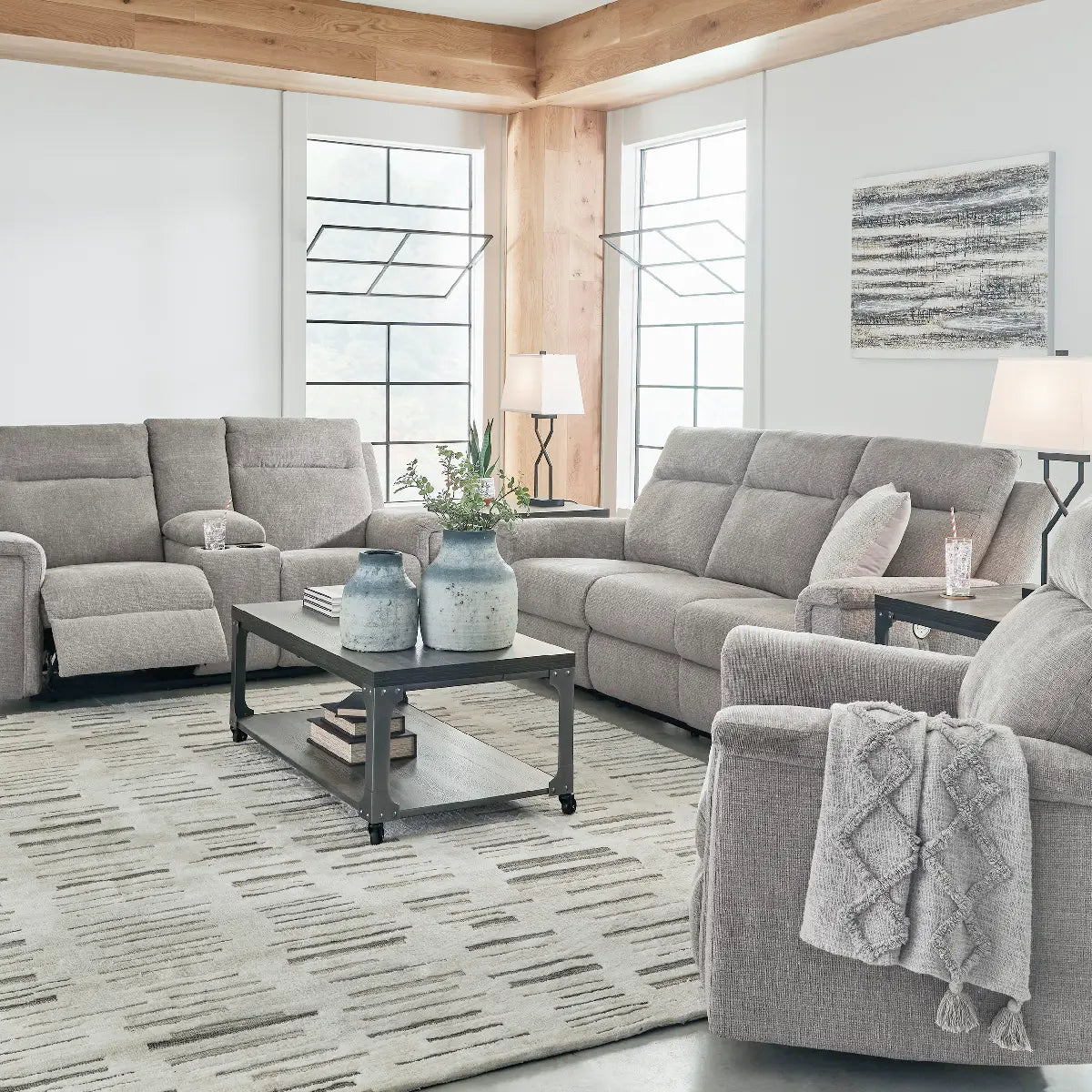 Ashley Ashley Barnsana Power Reclining Sofa Set 33201 | Mai Furniture