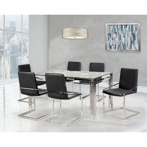 Porfirio 7 Pc Glass Top Dining Set 3645 in Charcoal