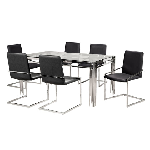 Porfirio 7 Pc Glass Top Dining Set 3645 in Charcoal