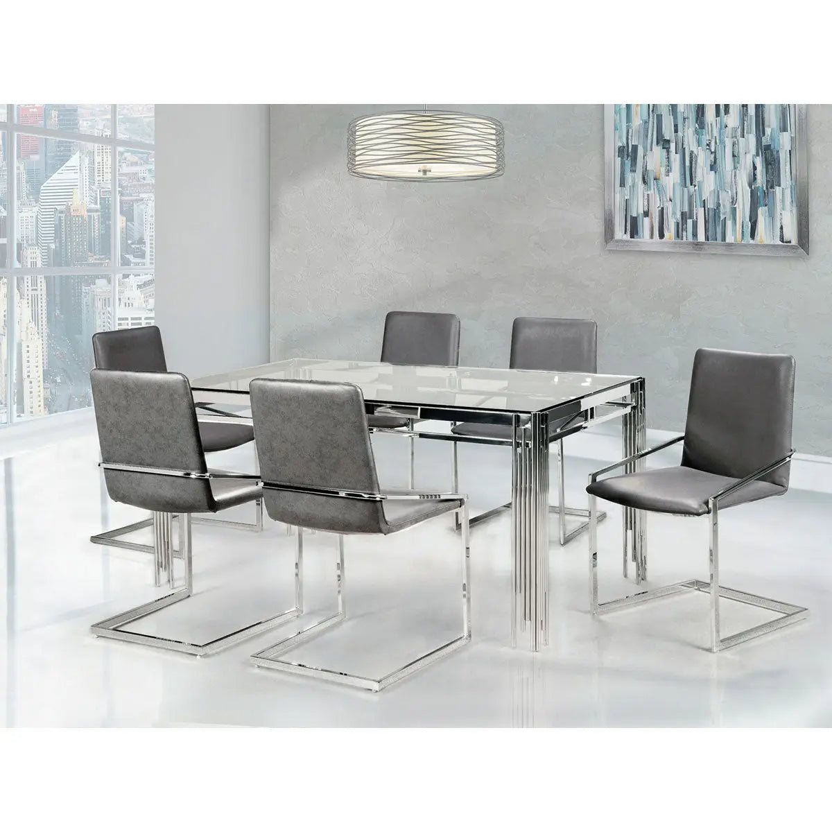 Porfirio 7 pc Glass Dining Set 3645 - Mazin