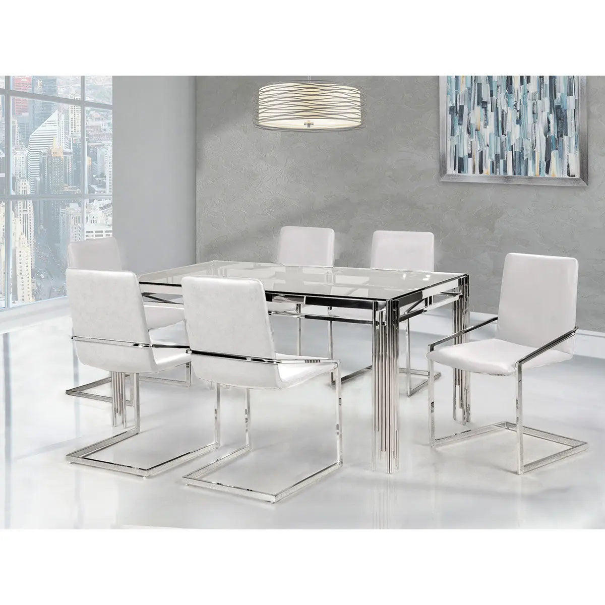 Porfirio 7 pc Glass Dining Set 3645 - Mazin
