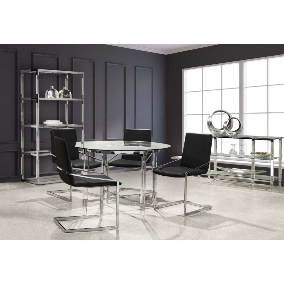 Lyrica Collection 5pc Round Dining Set in Charcoal 3656