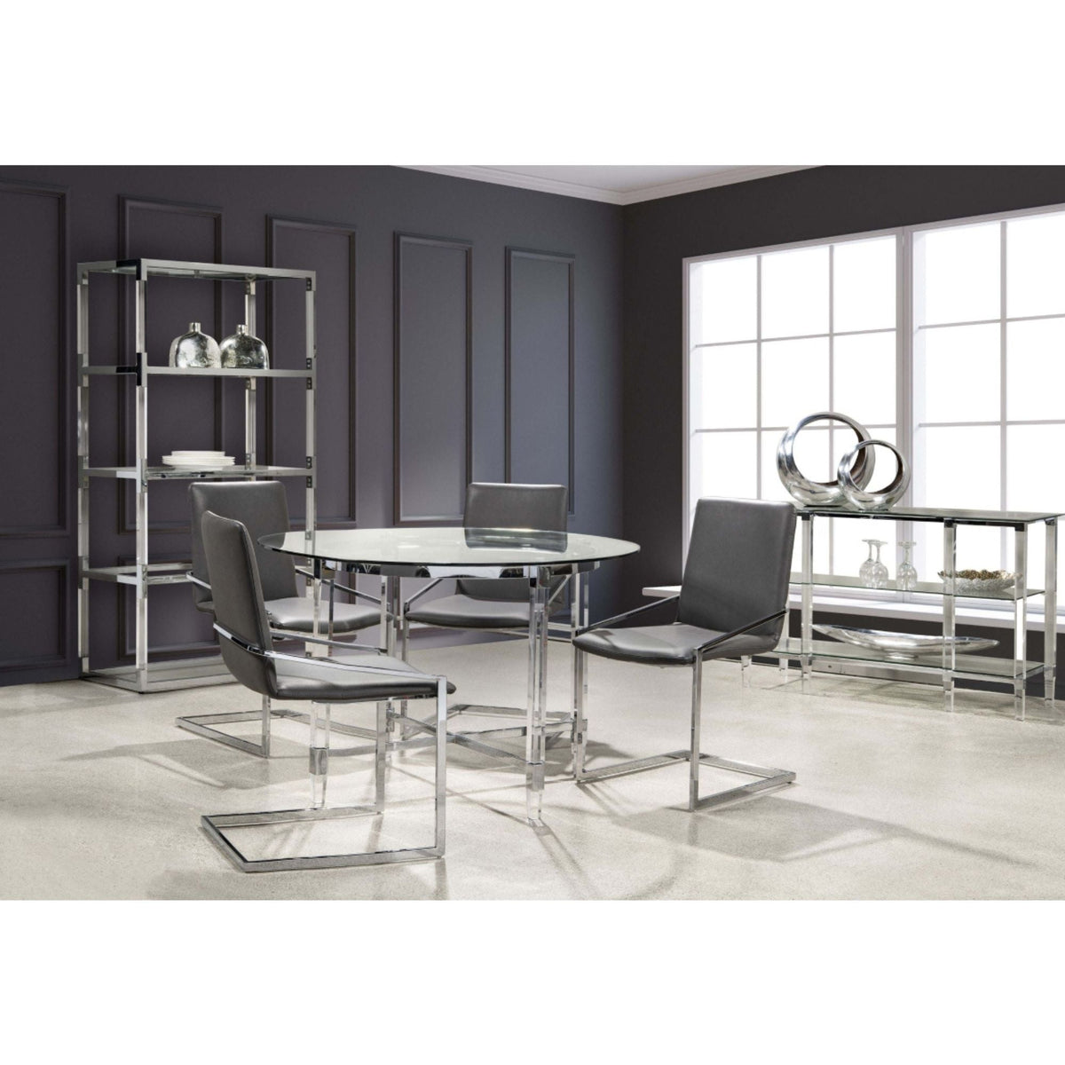 Lyrica Collection 5pc Round Dining Set in Grey 3656