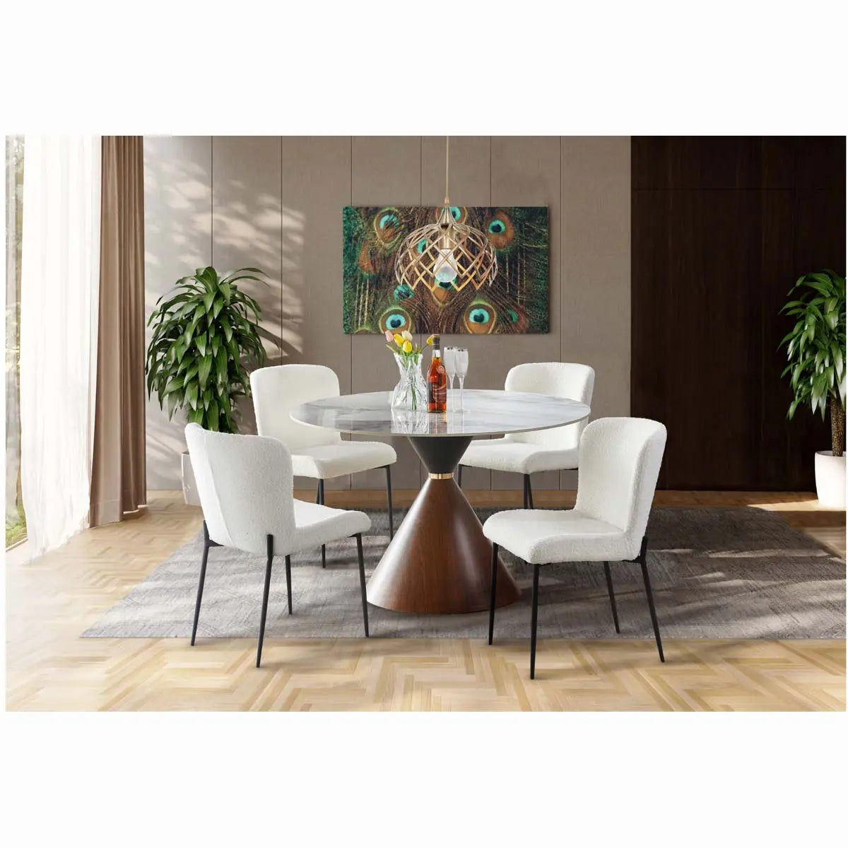 Greer 5Pc Dining Set in White 3696 Mazin
