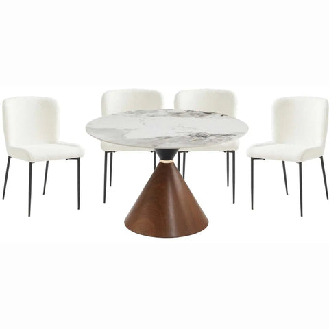 Greer 5Pc Dining Set in White 3696 Mazin