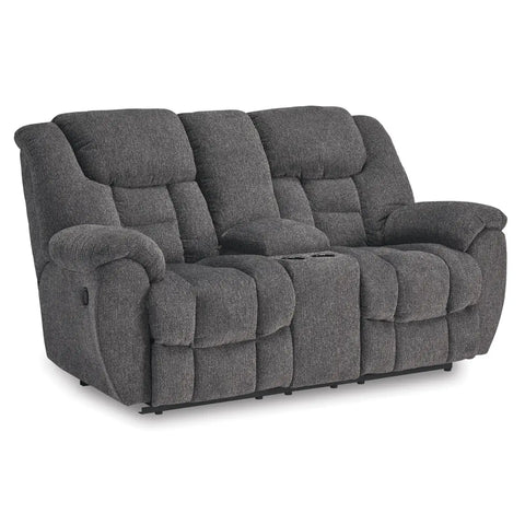 Ashley Foreside DBL Rec Loveseat Console Ashley Furniture | Mai Furniture