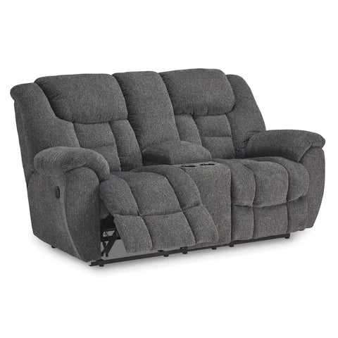 Ashley Foreside DBL Rec Loveseat Console Ashley Furniture | Mai Furniture