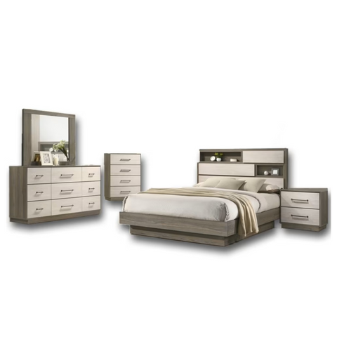 40822-Queen 8PC Bedroom Set in Natural/White Wash