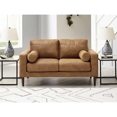 Ashley Telora Loveseat In Caramel | Mai Furniture