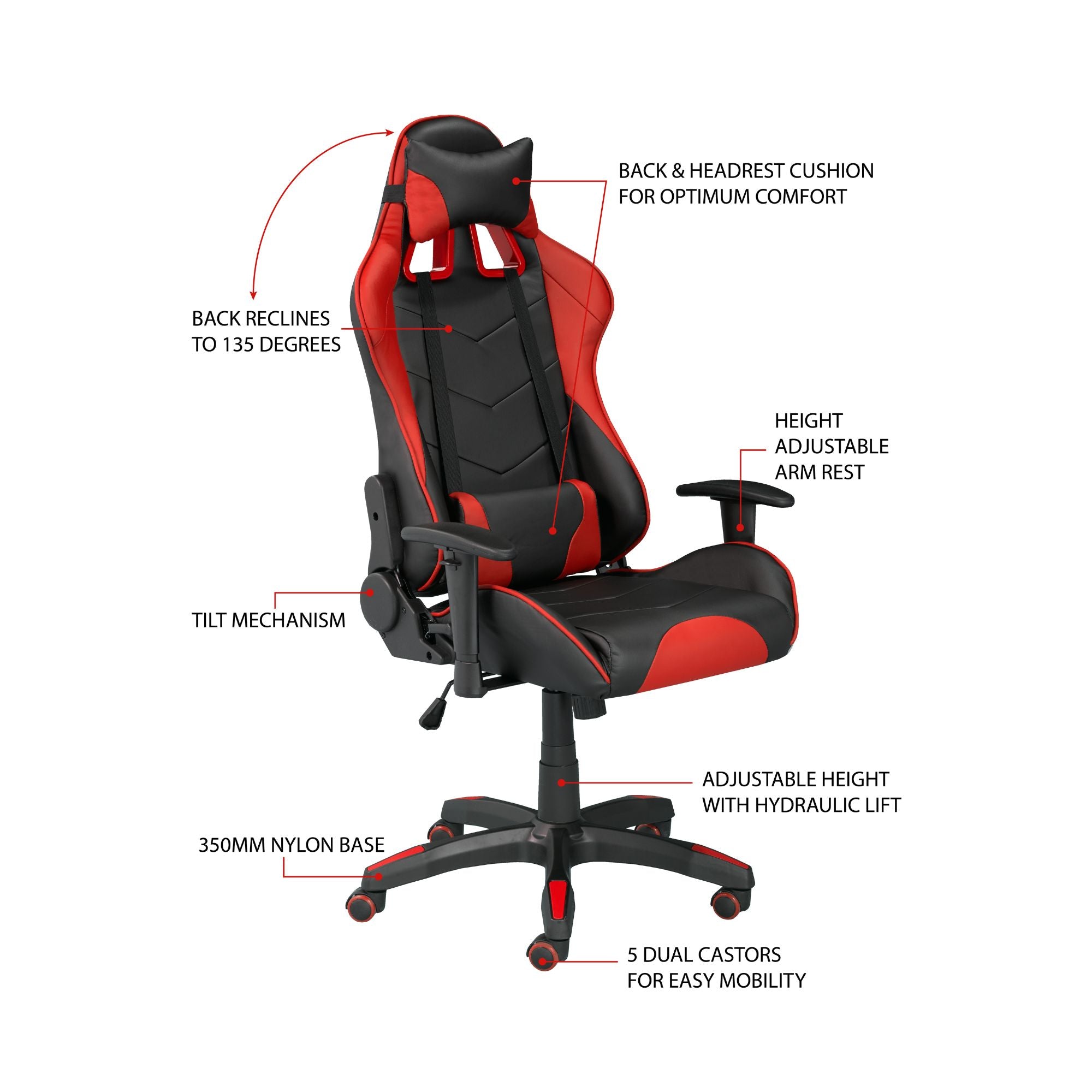 Gaming Chair in Black/ Red 5100