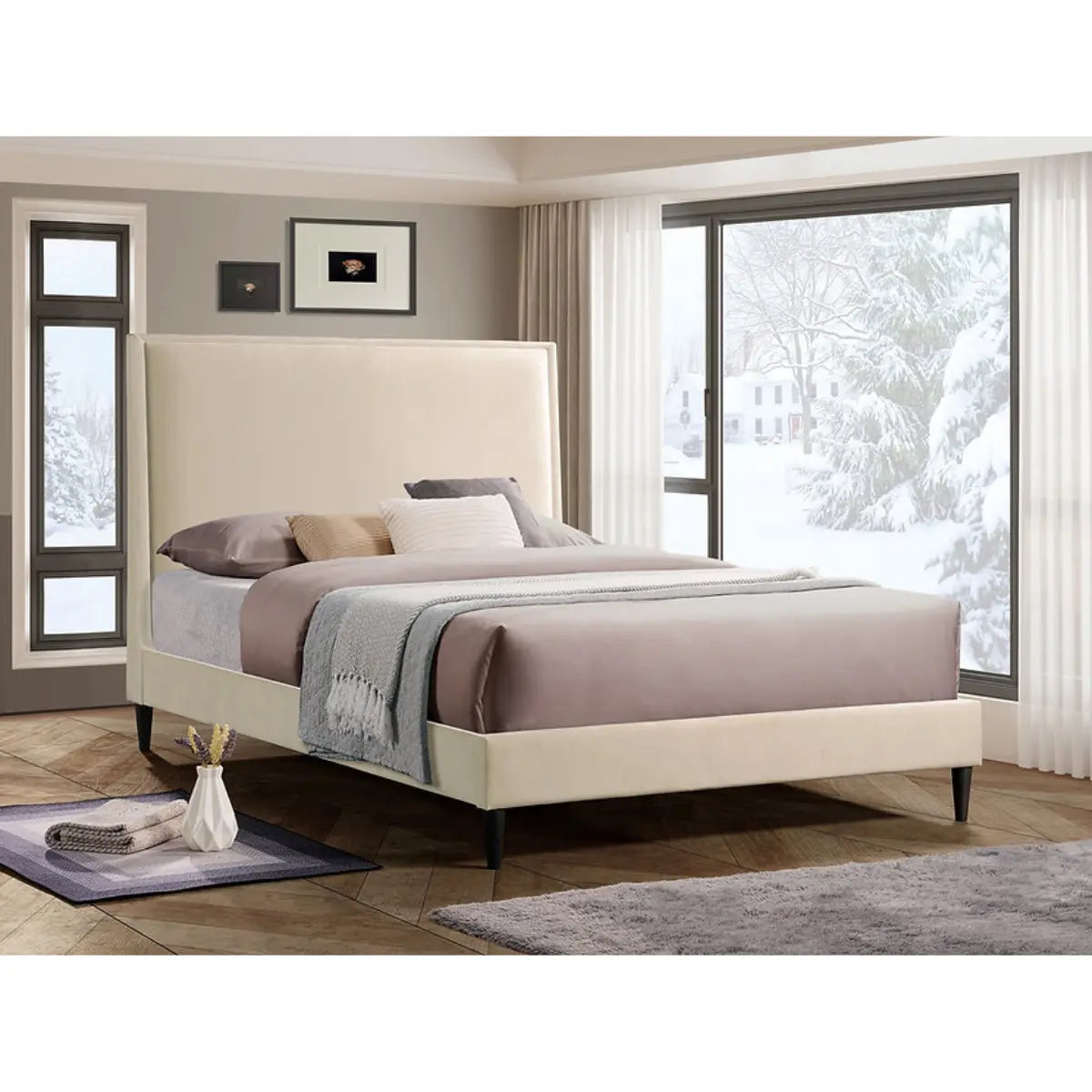 5570 Platform Bed in Beige International Furniture