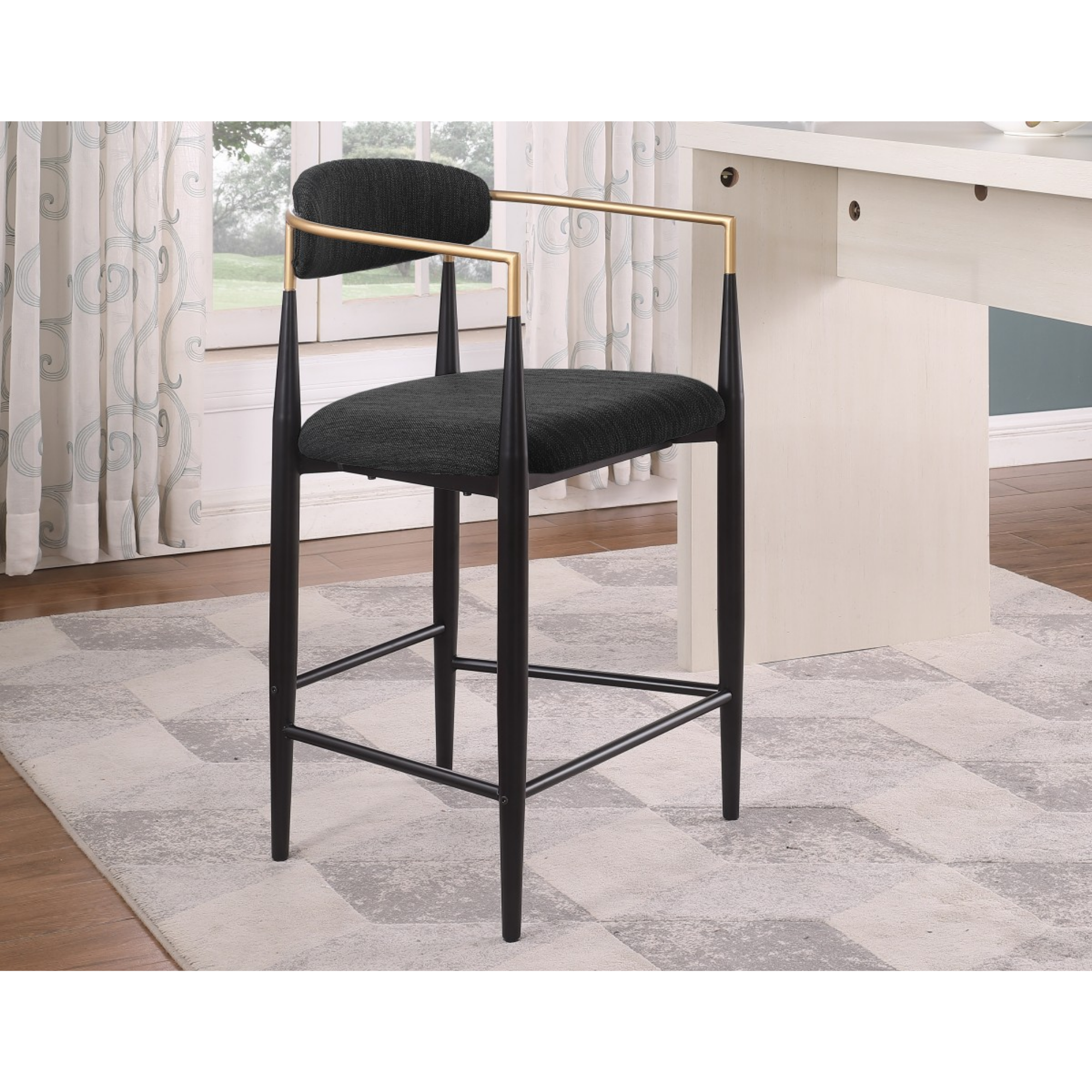 61329-Counter Bar Stool Set of 2 in Black