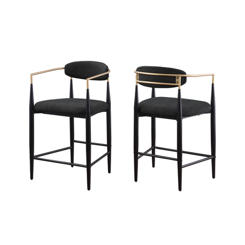 61329-Counter Bar Stool Set of 2 in Black