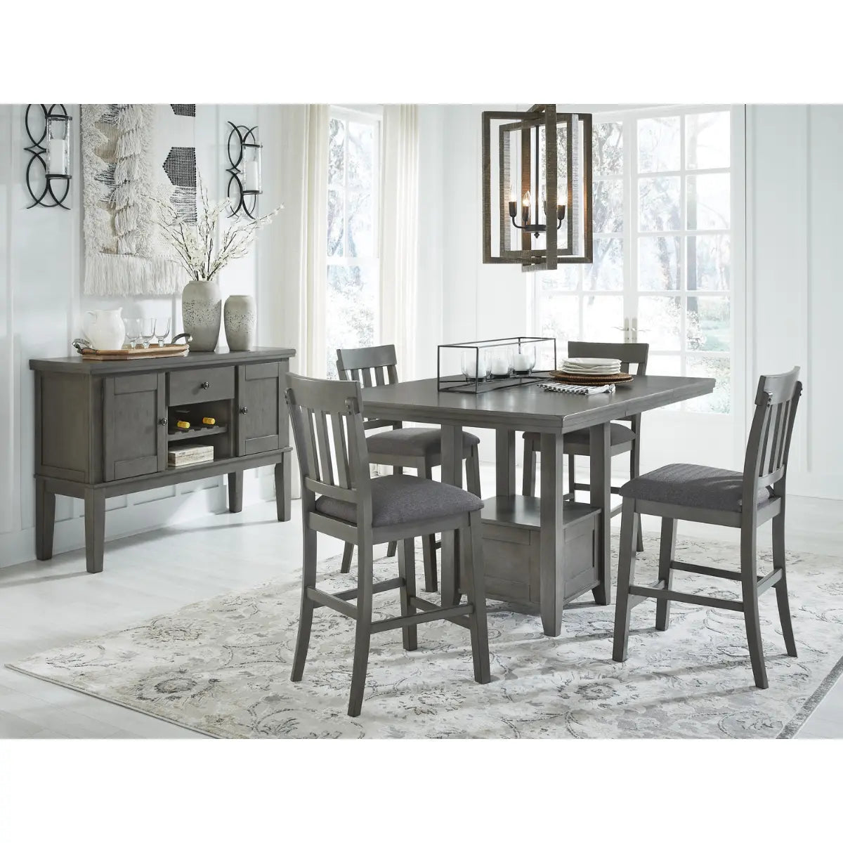  Hallanden Pub Height Dining Set in Grey D589 | Signature Design by Ashley