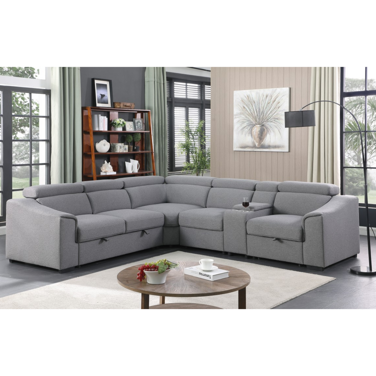 75651 -LHF Sectional Sofa Bed In Grey