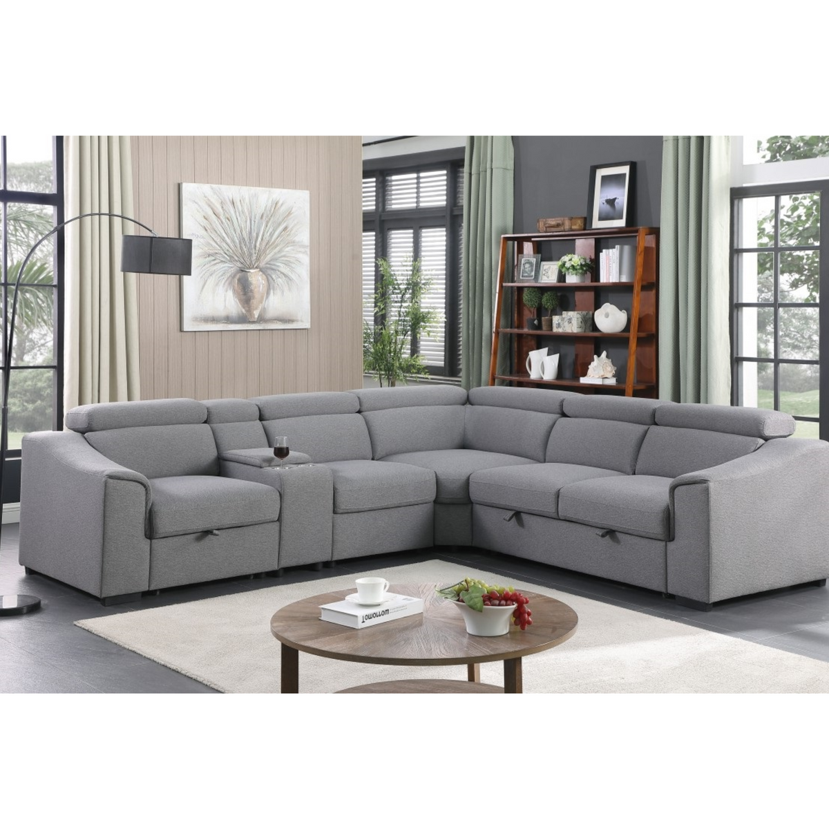 75652 -RHF Sectional Sofa Bed In Grey