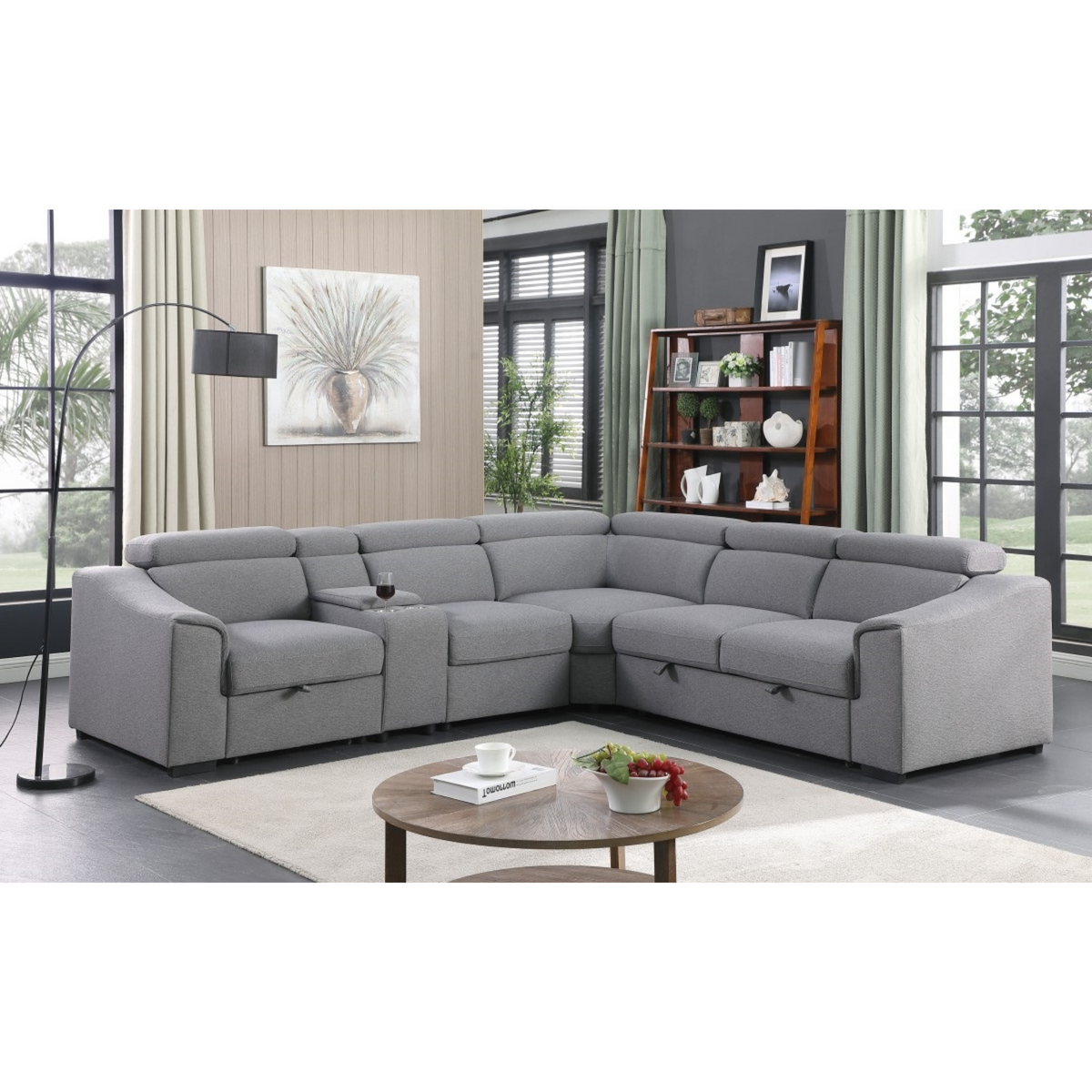75652 -RHF-Sectional Sofa Bed in Grey