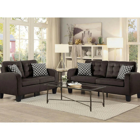 Sinclair Fabric Sofa Set in Brown.