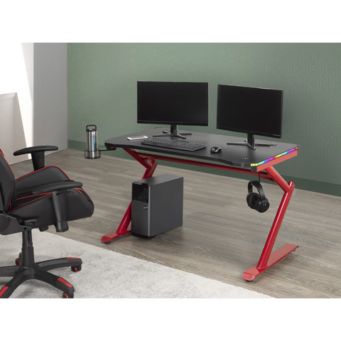 8028-Gaming Desk in Black / Red