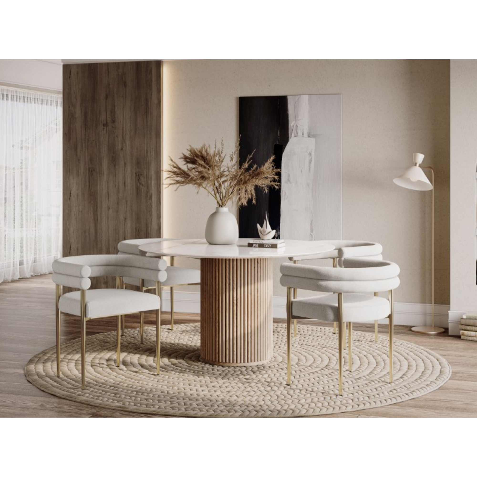 80412- Dining Chair, Set Of 2 ,in Cream/Gold