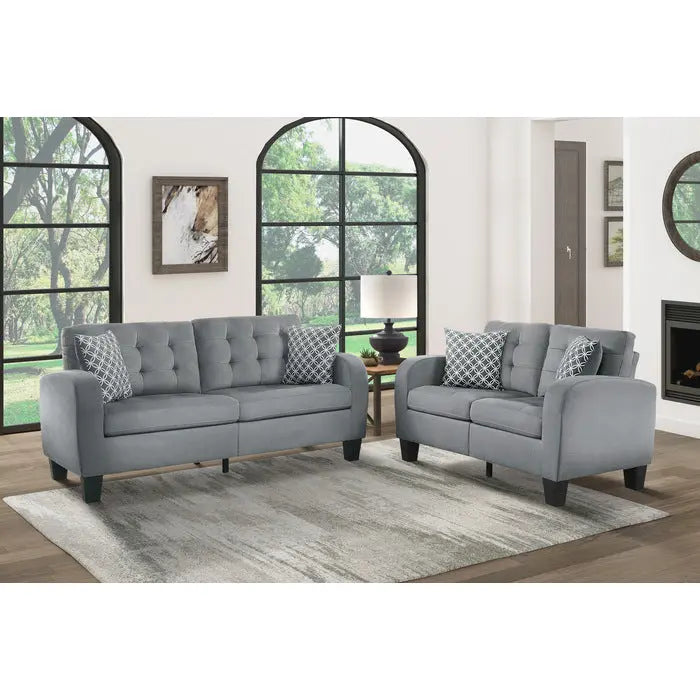 Sinclair 2 pc Fabric Sofa Set in Grey - Mazin