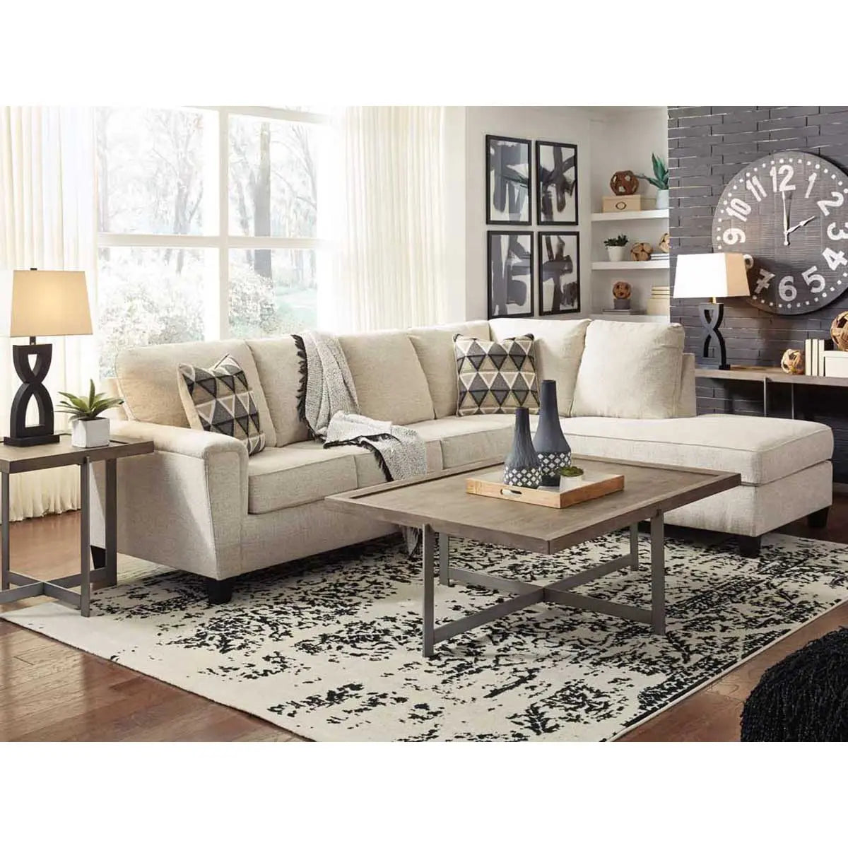 Ashley Abinger 2 Piece RFH Sectional with Chaise in Natural | Mai Furniture