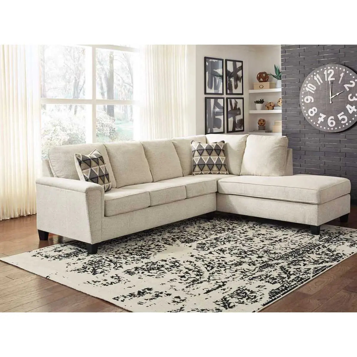 Ashley Abinger 2 Piece RFH Sectional with Chaise in Natural | Mai Furniture