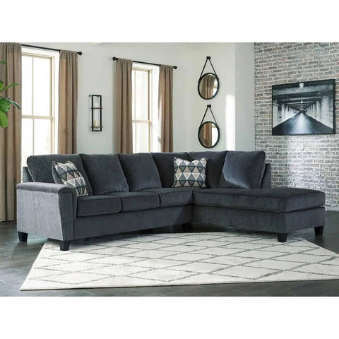 Ashley Abinger 2 Piece RFH Sectional with Chaise in Smoke | Mai Furniture
