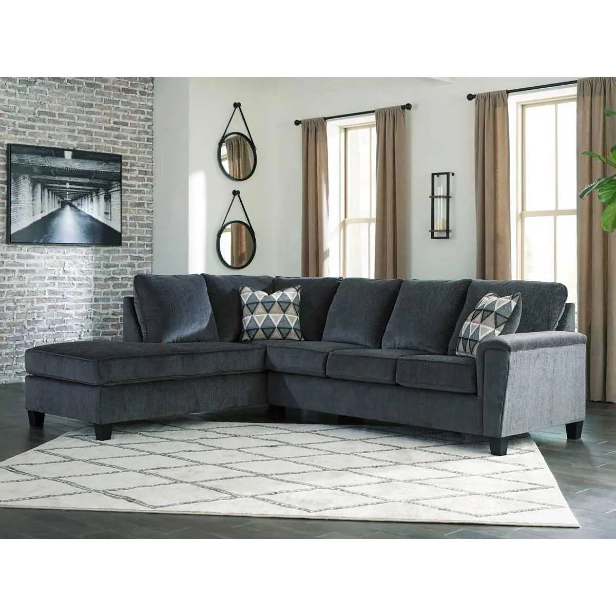 Ashley Abinger 2 Piece LFH Sectional with Chaise in Smoke | Mai Furniture