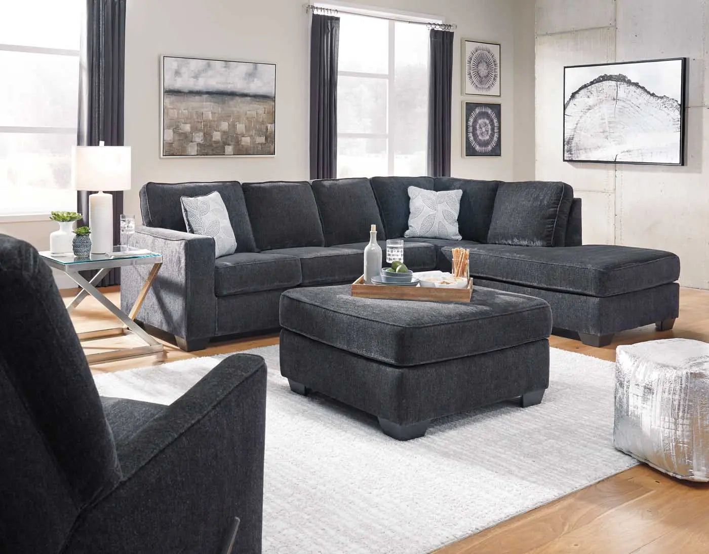 Ashley Altari 2 Piece RFH Chaise Sectional in Slate | Mai Furniture